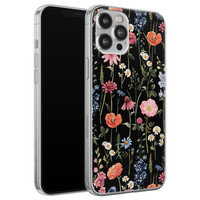 Leuke Telefoonhoesjes iPhone 12 Pro Max siliconen hoesje - Dark flowers