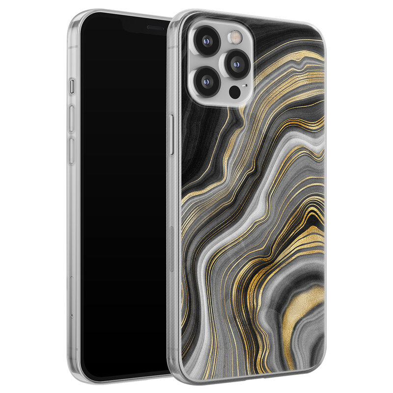 Leuke Telefoonhoesjes iPhone 12 Pro Max siliconen hoesje - Golden agate