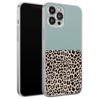 Leuke Telefoonhoesjes iPhone 12 Pro Max siliconen hoesje - Luipaard mint