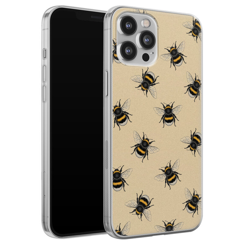 Leuke Telefoonhoesjes iPhone 12 Pro Max siliconen hoesje - Bee happy