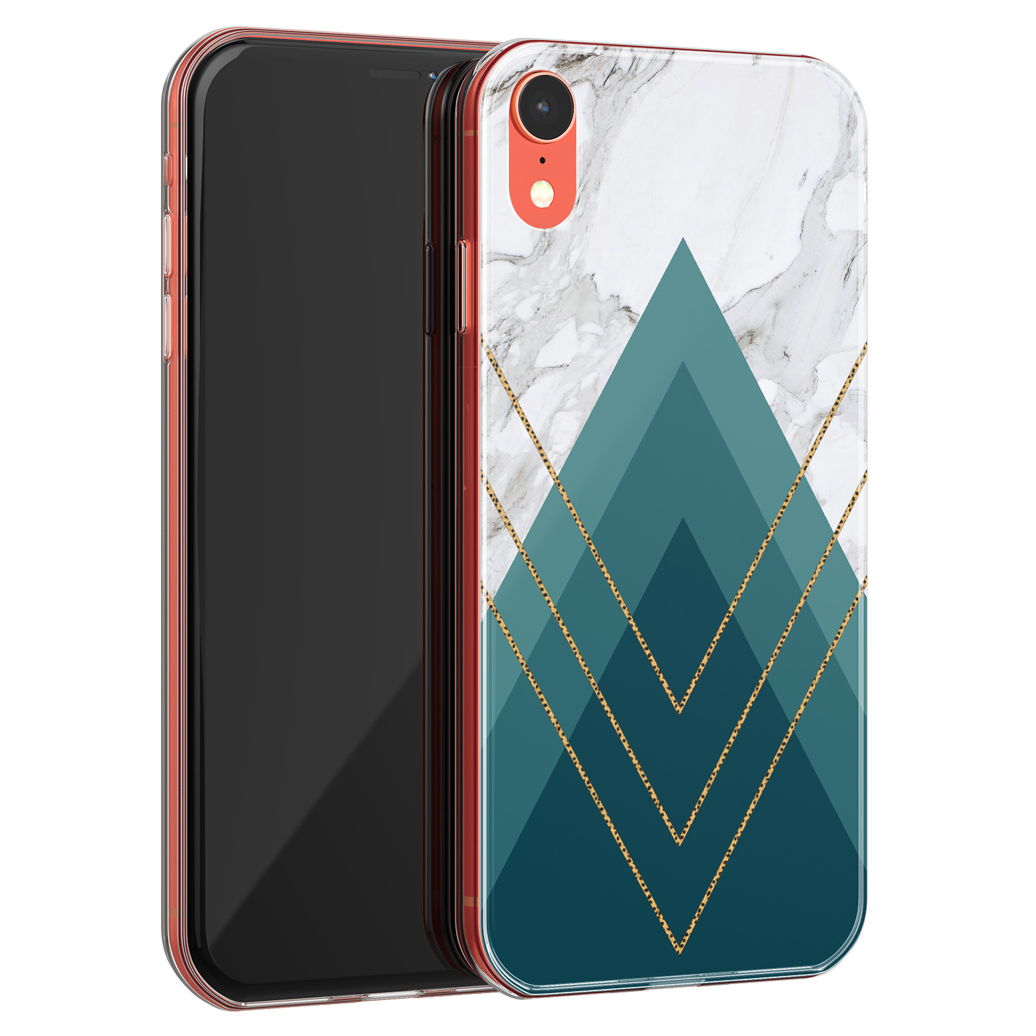 Leuke Telefoonhoesjes iPhone XR siliconen hoesje - Geometrisch blauw