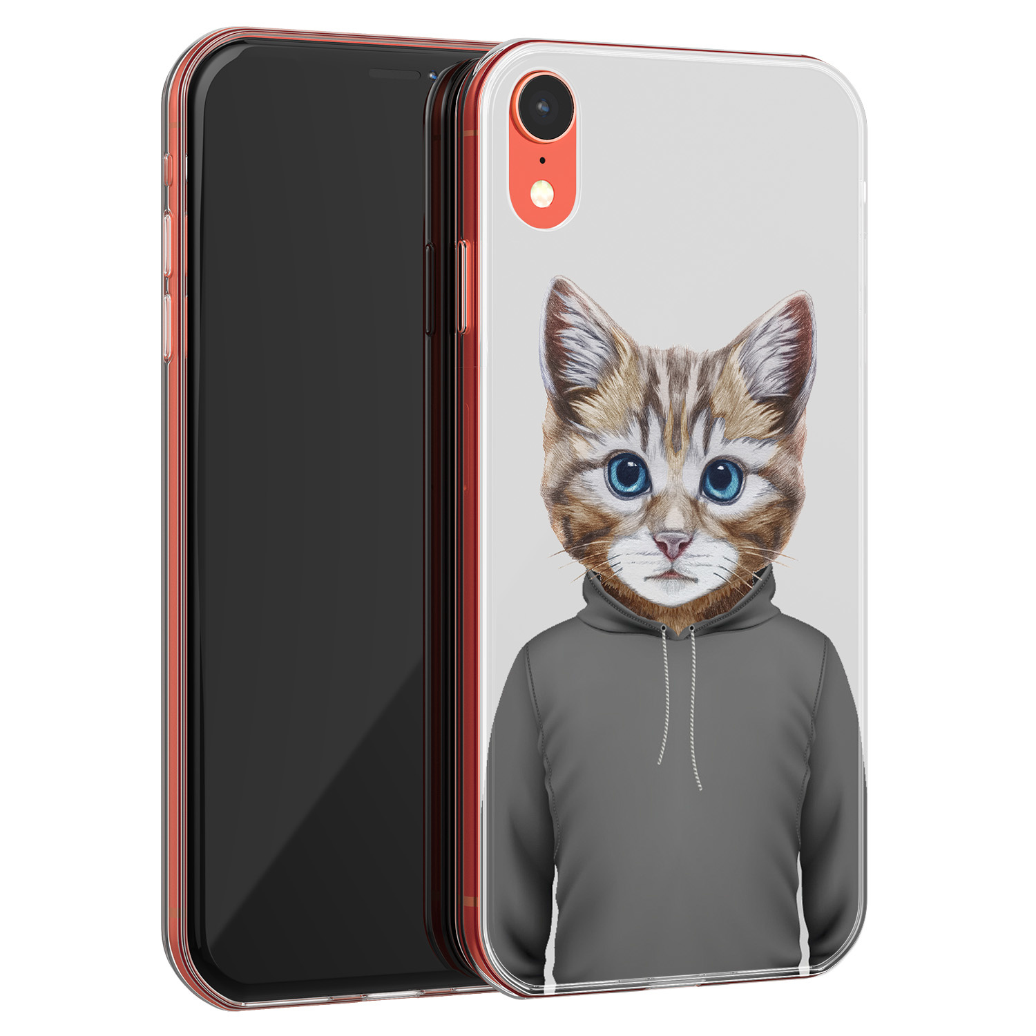 Leuke Telefoonhoesjes iPhone XR siliconen hoesje - Poezenhoofd