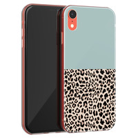 Leuke Telefoonhoesjes iPhone XR siliconen hoesje - Luipaard mint