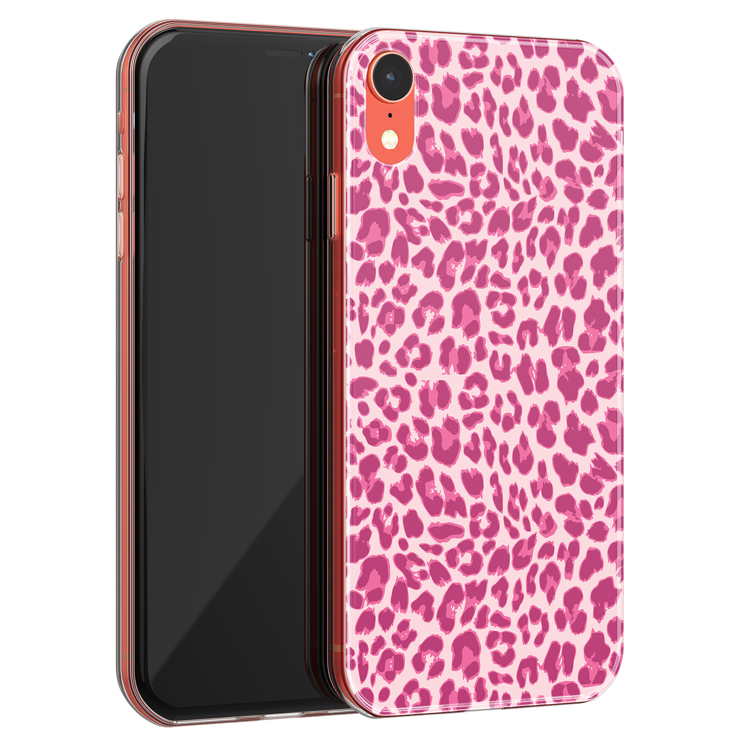 Leuke Telefoonhoesjes iPhone XR siliconen hoesje - Luipaard roze
