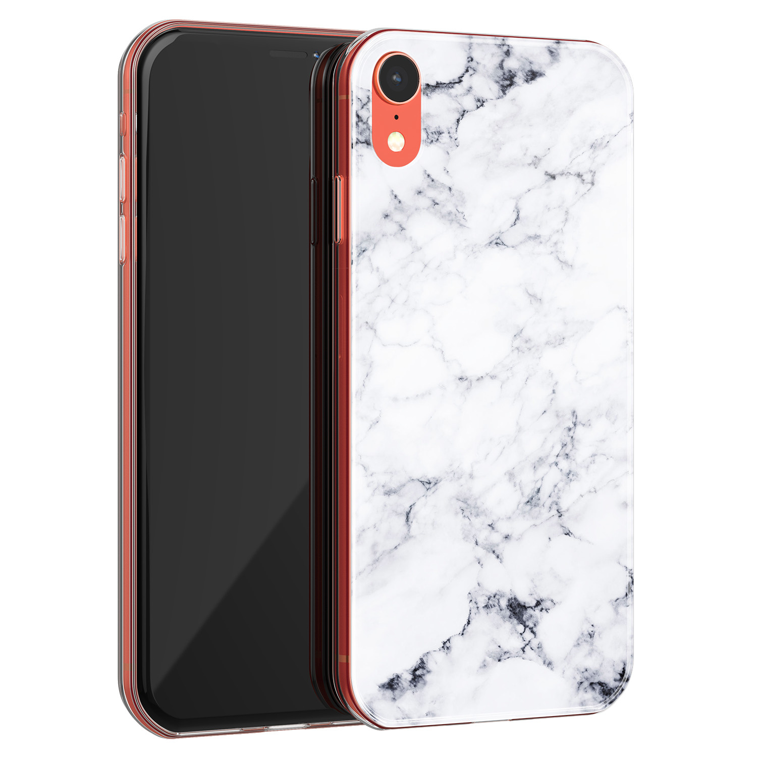 Leuke Telefoonhoesjes iPhone XR siliconen hoesje - Marmer grijs