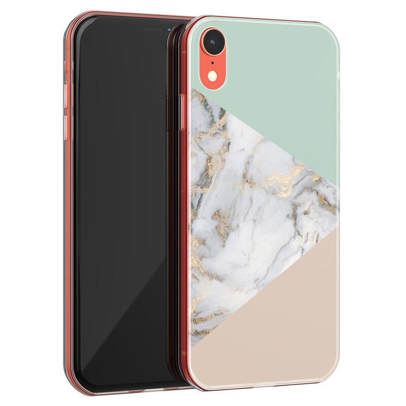 Leuke Telefoonhoesjes iPhone XR siliconen hoesje - Marmer pastel mix