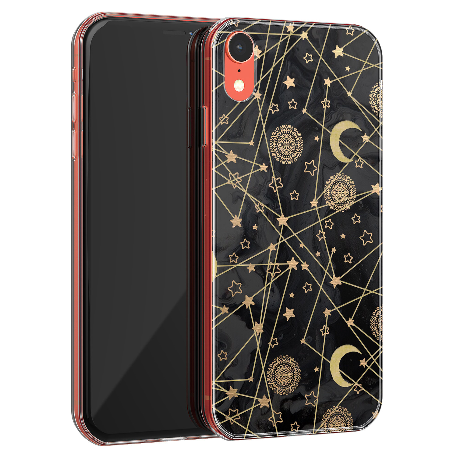 Leuke Telefoonhoesjes iPhone XR siliconen hoesje - Sun, moon, stars