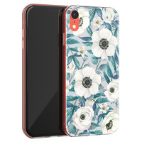 Leuke Telefoonhoesjes iPhone XR siliconen hoesje - Witte bloemen