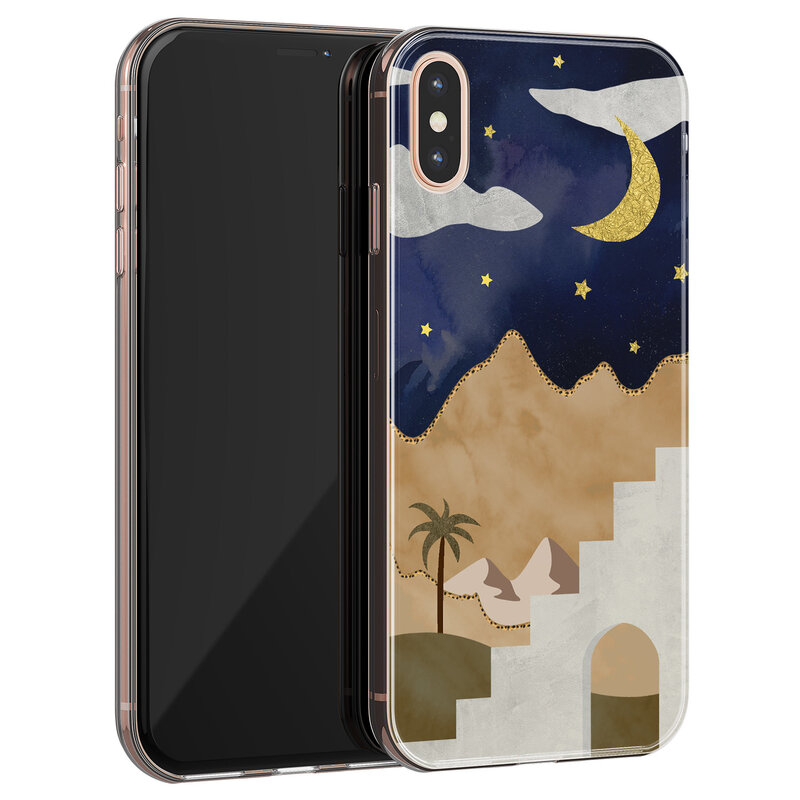 Leuke Telefoonhoesjes iPhone X/XS siliconen hoesje - Desert night