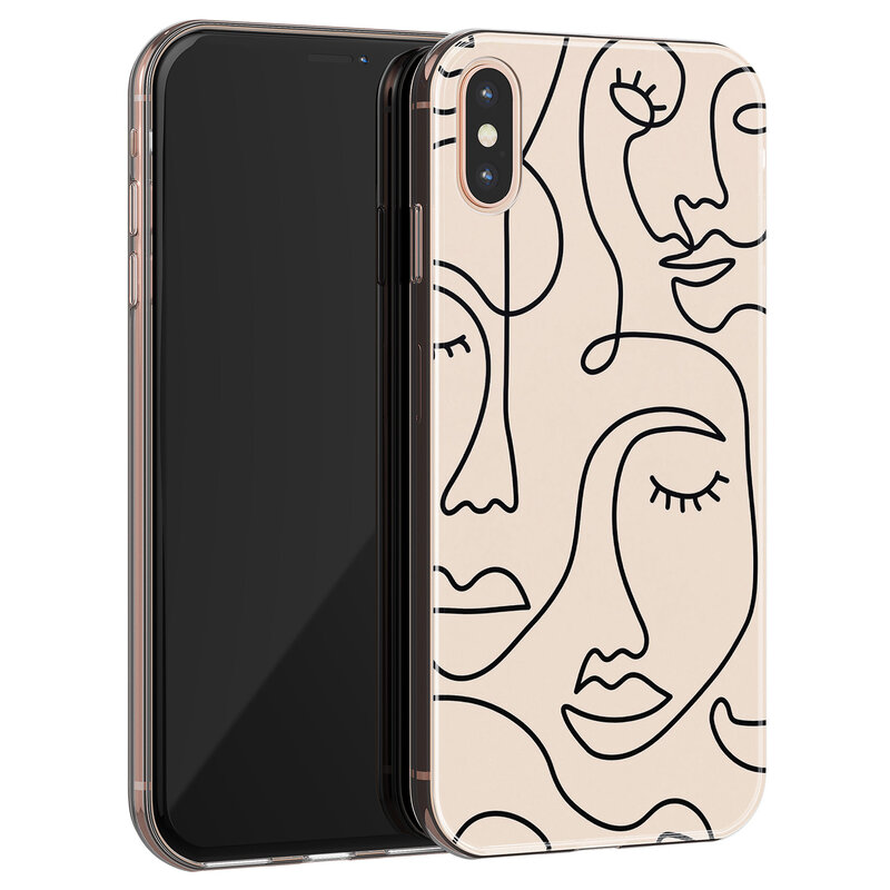 Leuke Telefoonhoesjes iPhone X/XS siliconen hoesje - Abstract gezicht lijnen