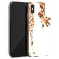 Leuke Telefoonhoesjes iPhone X/XS siliconen hoesje - Giraffe peekaboo