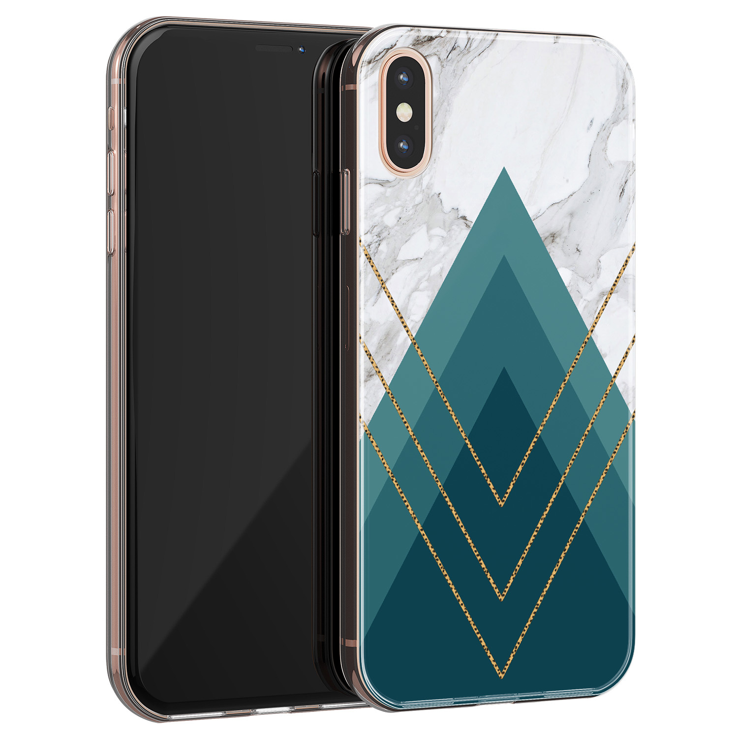 Leuke Telefoonhoesjes iPhone X/XS siliconen hoesje - Geometrisch blauw