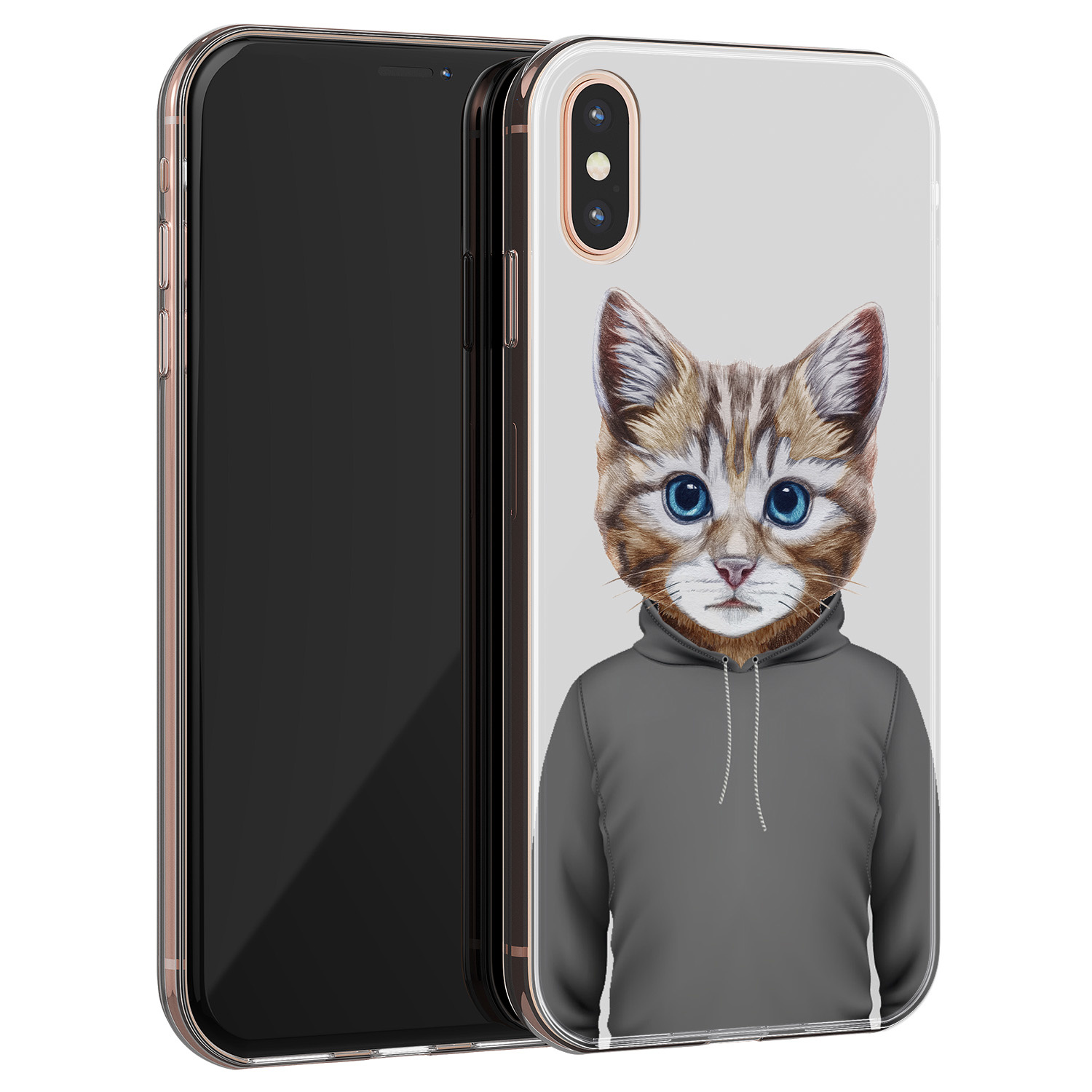 Leuke Telefoonhoesjes iPhone X/XS siliconen hoesje - Poezenhoofd