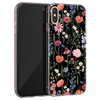Leuke Telefoonhoesjes iPhone X/XS siliconen hoesje - Dark flowers