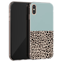 Leuke Telefoonhoesjes iPhone X/XS siliconen hoesje - Luipaard mint