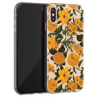 Leuke Telefoonhoesjes iPhone X/XS siliconen hoesje - Retro flowers