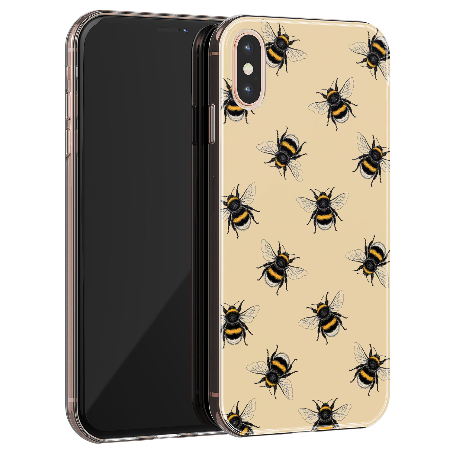 Leuke Telefoonhoesjes iPhone X/XS siliconen hoesje - Bee happy