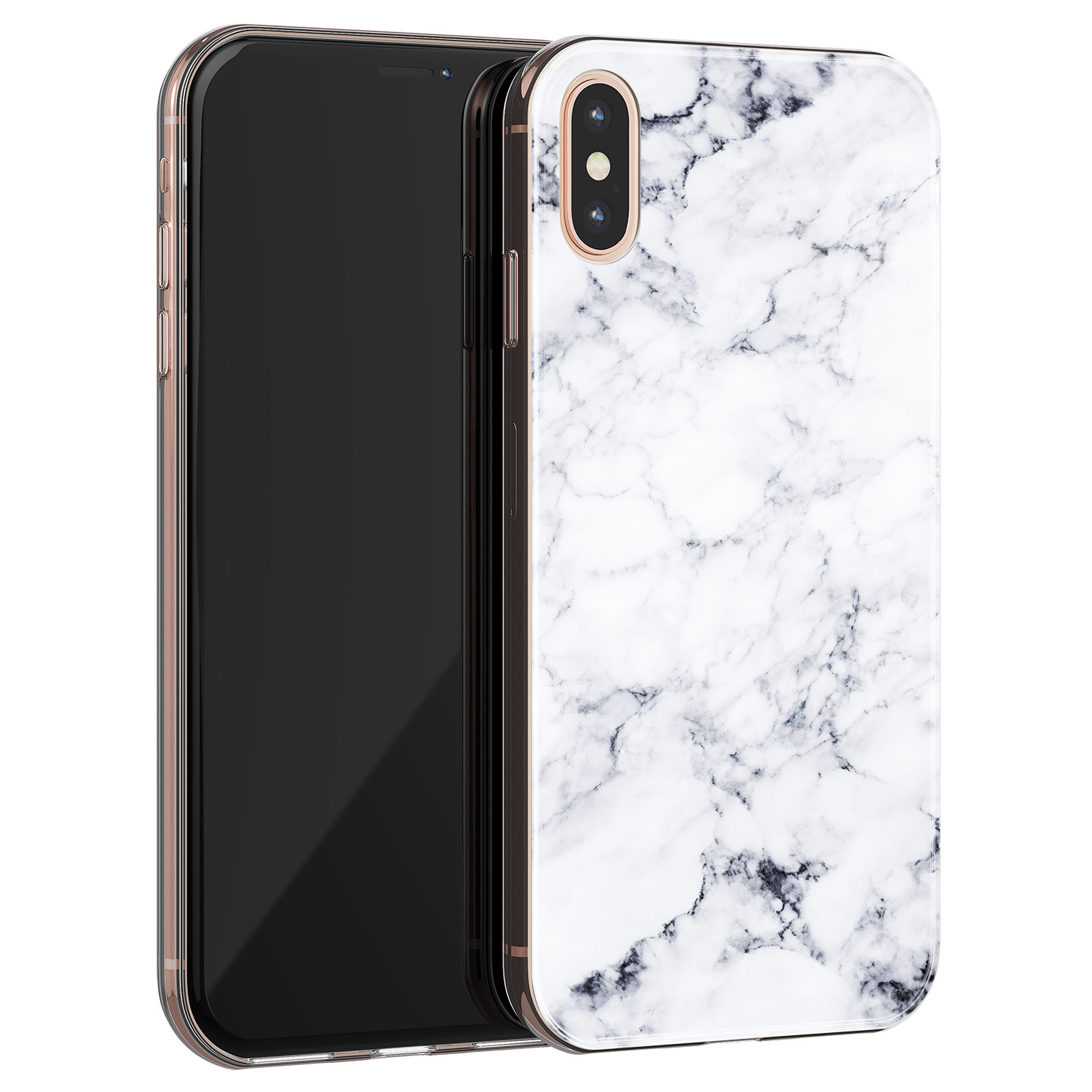 Leuke Telefoonhoesjes iPhone X/XS siliconen hoesje - Marmer grijs