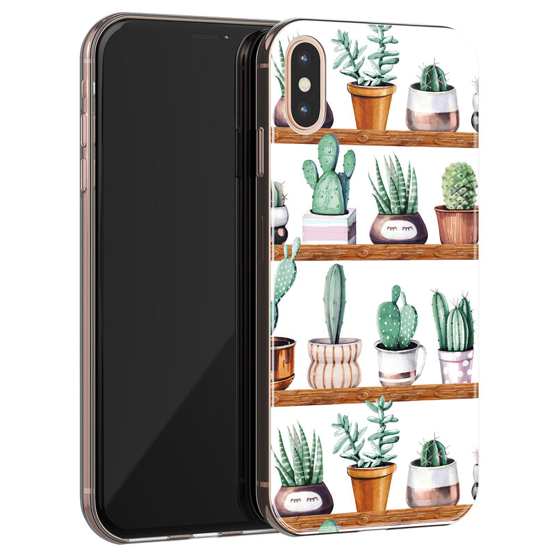 Leuke Telefoonhoesjes iPhone X/XS siliconen hoesje - Cactus