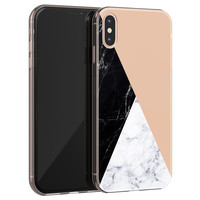 Leuke Telefoonhoesjes iPhone X/XS siliconen hoesje - Marmer zwart bruin