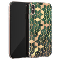 Leuke Telefoonhoesjes iPhone XS Max siliconen hoesje - Green cubes