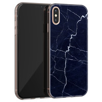 Leuke Telefoonhoesjes iPhone XS Max siliconen hoesje - Marmer navy blauw