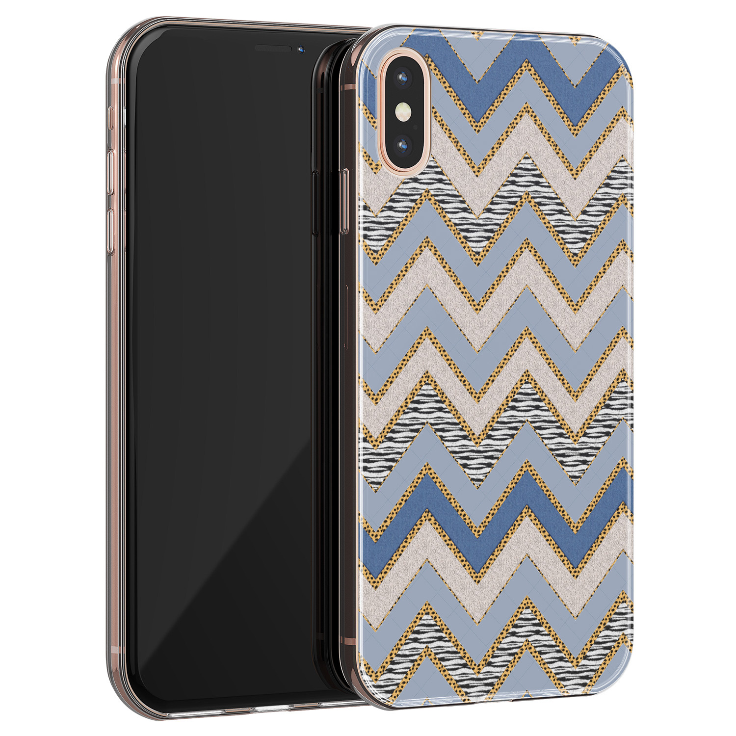 Leuke Telefoonhoesjes iPhone XS Max siliconen hoesje - Retro zigzag