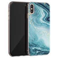 Leuke Telefoonhoesjes iPhone XS Max siliconen hoesje - Marmer blauw