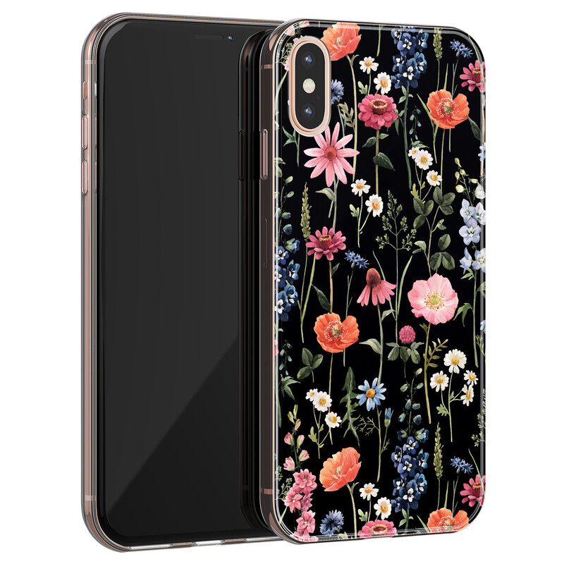 Leuke Telefoonhoesjes iPhone XS Max siliconen hoesje - Dark flowers