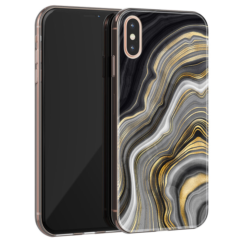 Leuke Telefoonhoesjes iPhone XS Max siliconen hoesje - Golden agate