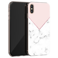 Leuke Telefoonhoesjes iPhone XS Max siliconen hoesje - Marmer roze grijs