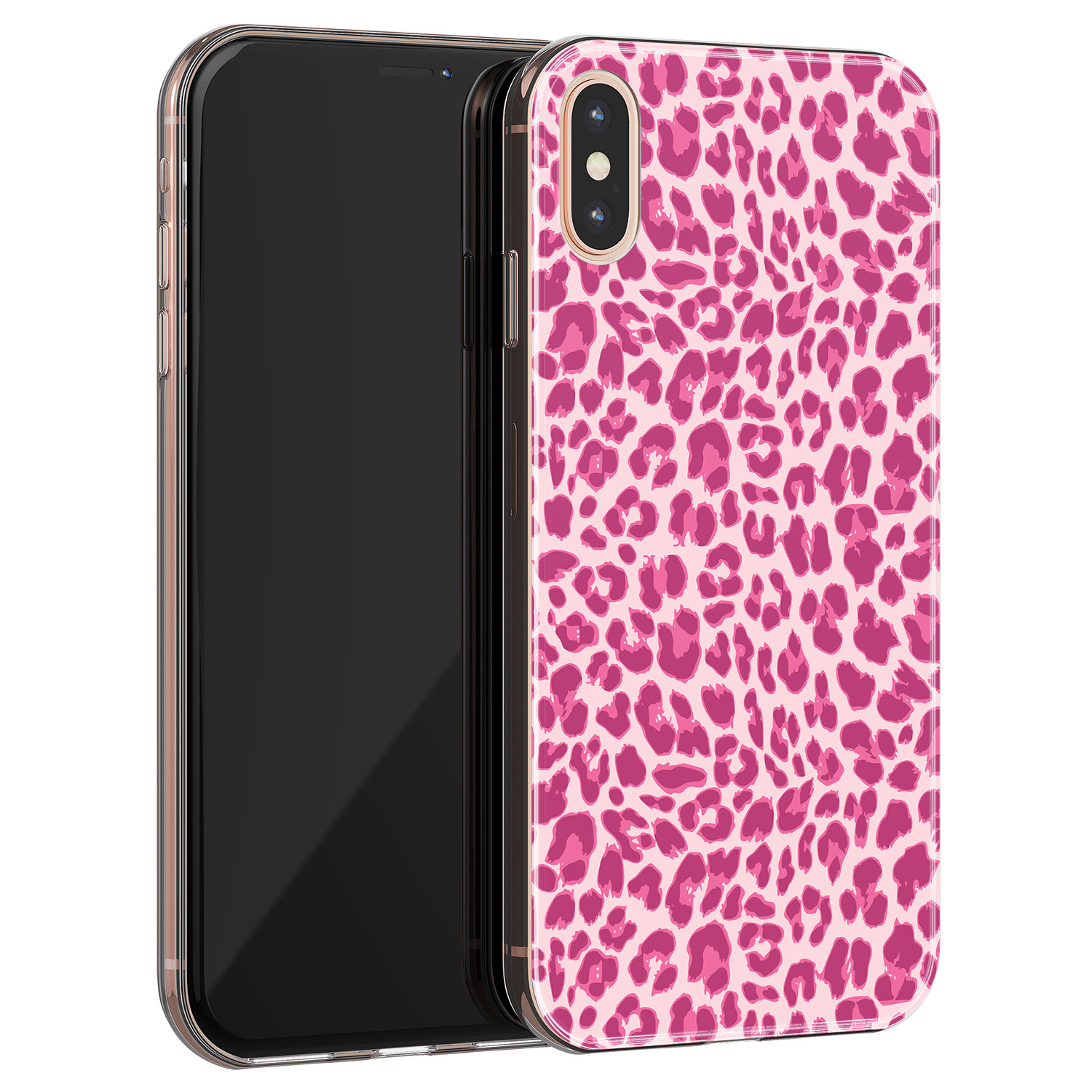 Leuke Telefoonhoesjes iPhone XS Max siliconen hoesje - Luipaard roze