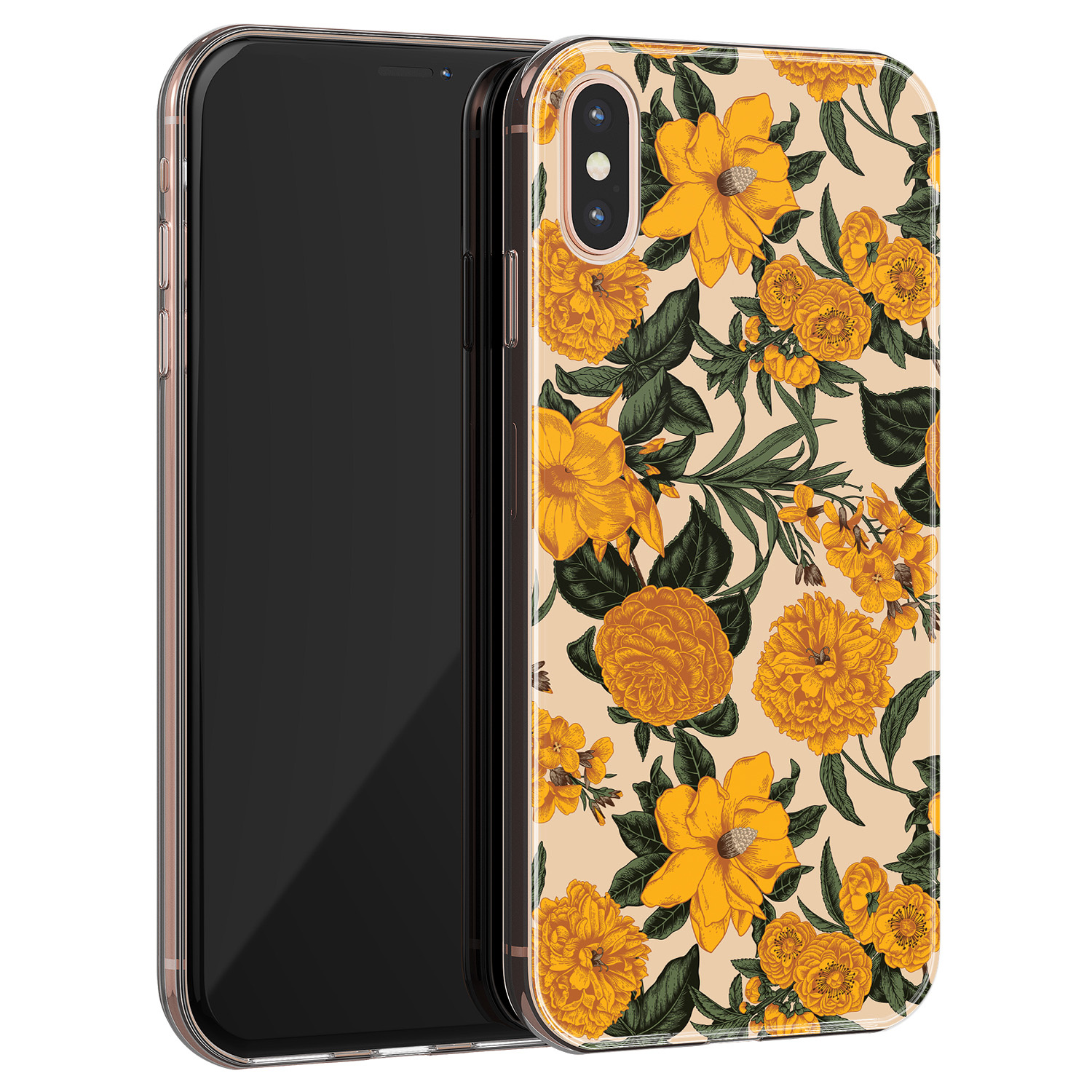 Leuke Telefoonhoesjes iPhone XS Max siliconen hoesje - Retro flowers