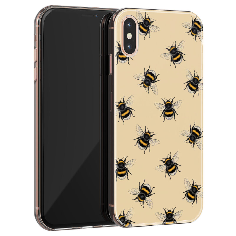 Leuke Telefoonhoesjes iPhone XS Max siliconen hoesje - Bee happy