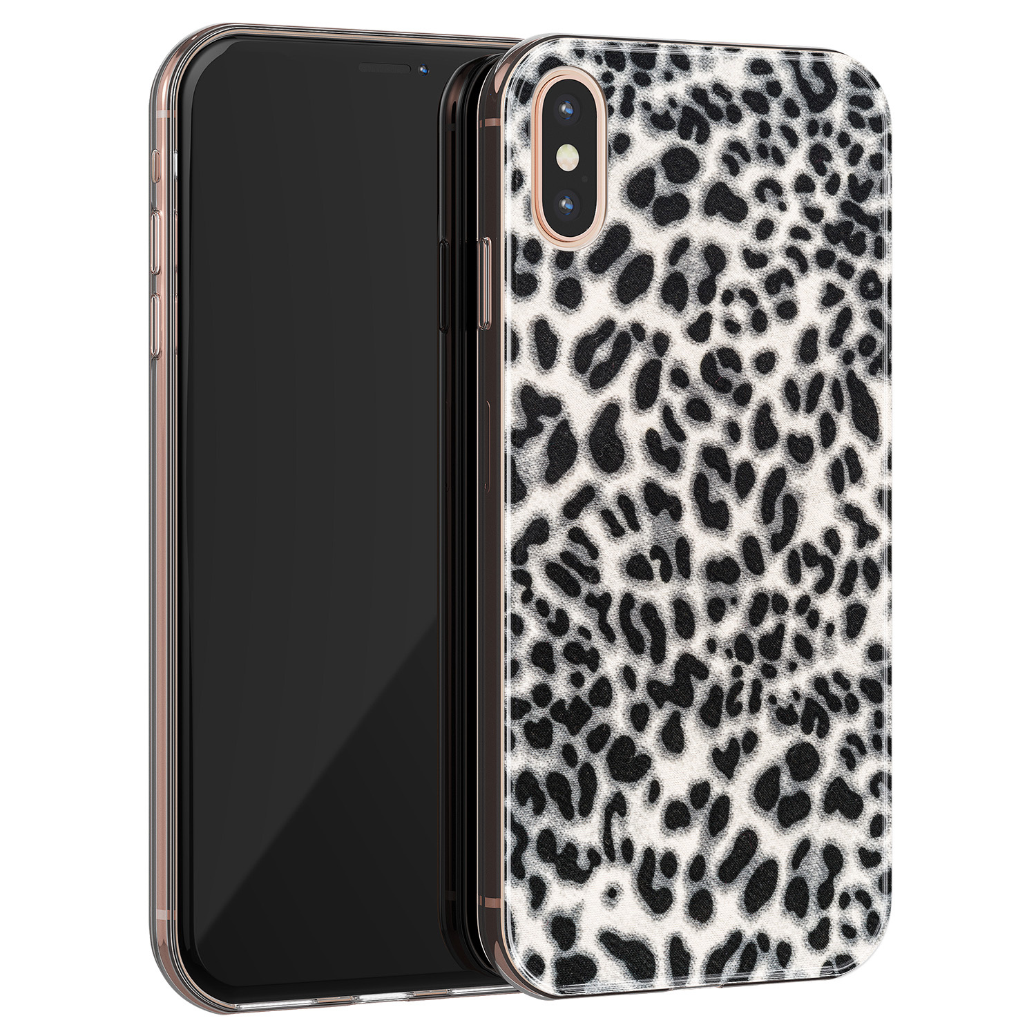 Leuke Telefoonhoesjes iPhone XS Max siliconen hoesje - Luipaard grijs