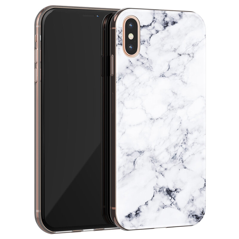 Leuke Telefoonhoesjes iPhone XS Max siliconen hoesje - Marmer grijs