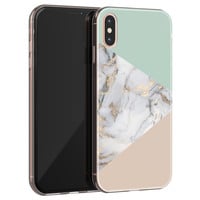 Leuke Telefoonhoesjes iPhone XS Max siliconen hoesje - Marmer pastel mix