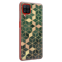 Leuke Telefoonhoesjes Samsung Galaxy A12 siliconen hoesje - Green cubes