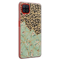 Leuke Telefoonhoesjes Samsung Galaxy A12 siliconen hoesje - Luipaard flower print