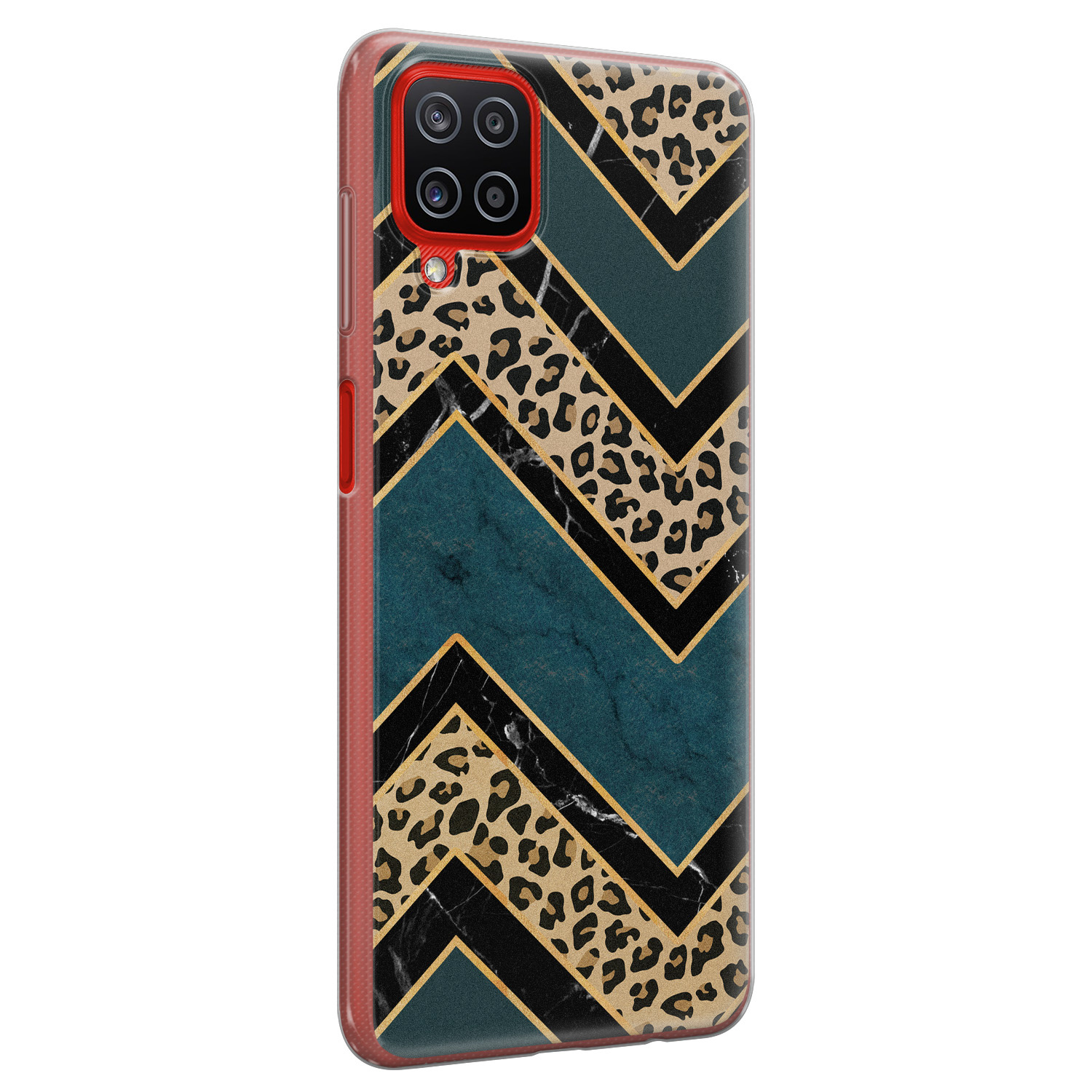 Leuke Telefoonhoesjes Samsung Galaxy A12 siliconen hoesje - Luipaard zigzag