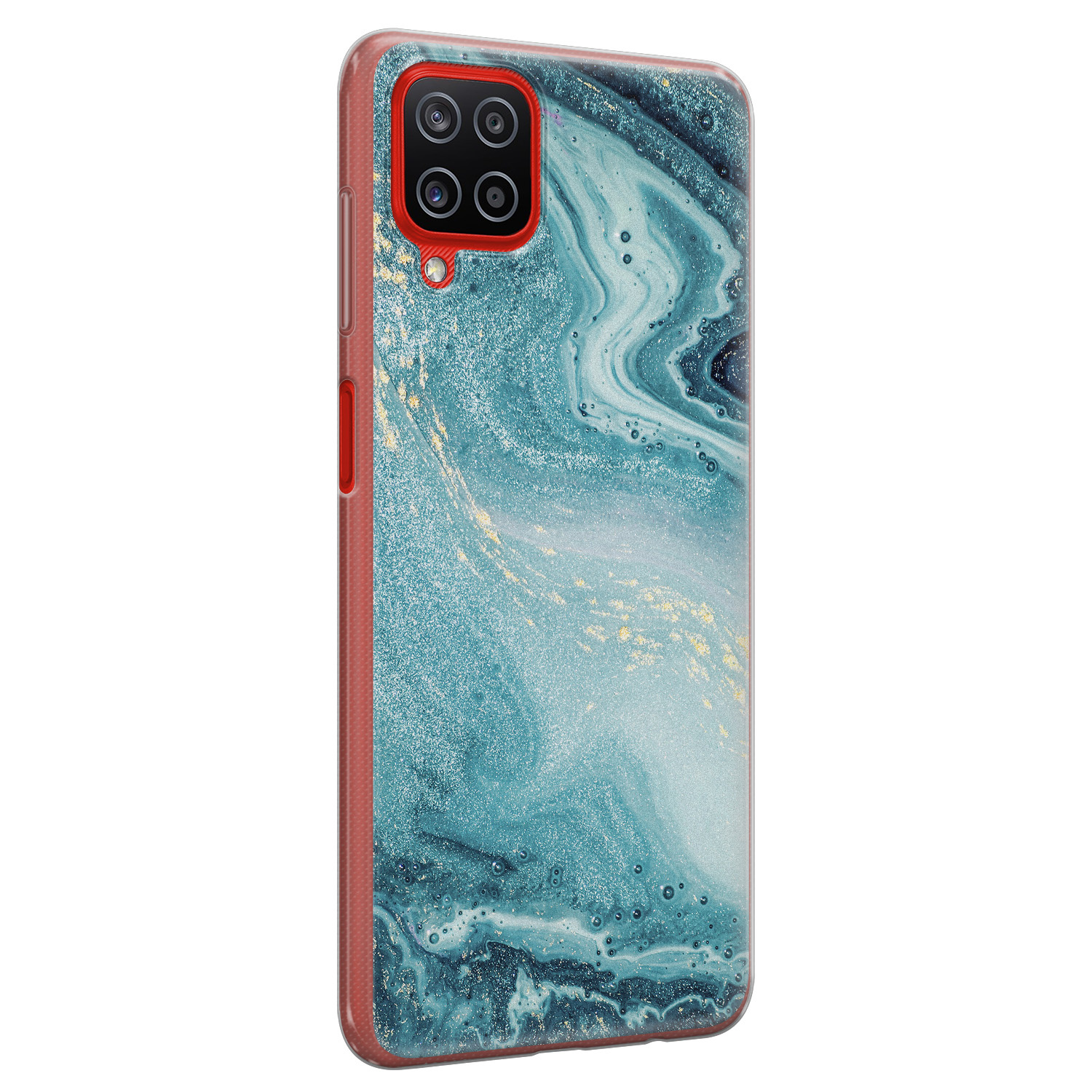 Leuke Telefoonhoesjes Samsung Galaxy A12 siliconen hoesje - Marmer blauw