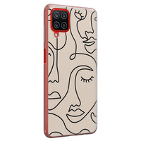 Leuke Telefoonhoesjes Samsung Galaxy A12 siliconen hoesje - Abstract gezicht lijnen