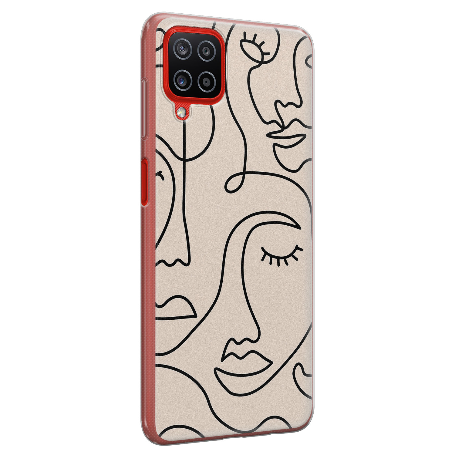 Leuke Telefoonhoesjes Samsung Galaxy A12 siliconen hoesje - Abstract gezicht lijnen