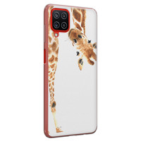 Leuke Telefoonhoesjes Samsung Galaxy A12 siliconen hoesje - Giraffe peekaboo