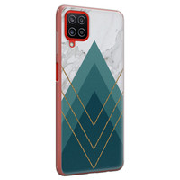 Leuke Telefoonhoesjes Samsung Galaxy A12 siliconen hoesje - Geometrisch blauw