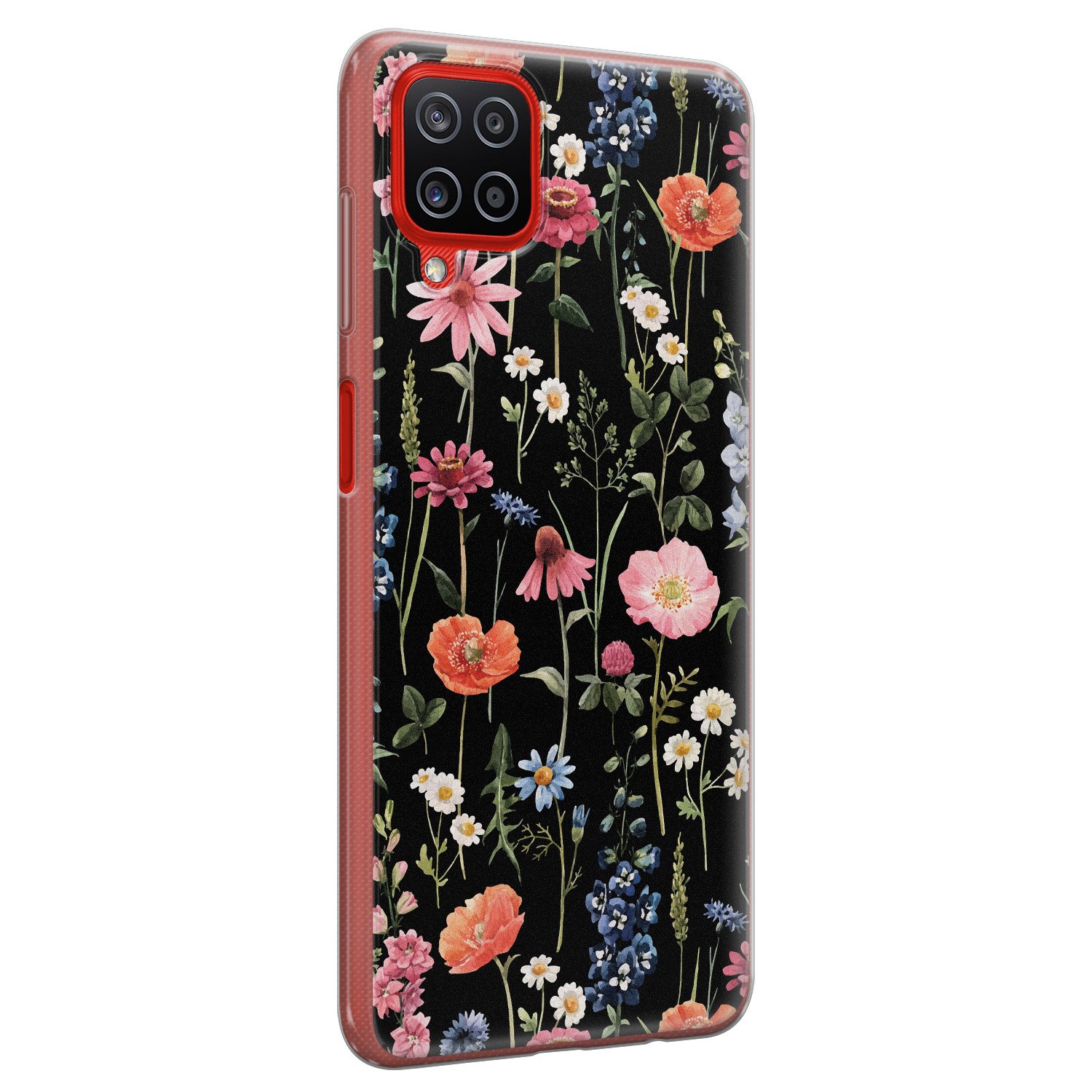 Leuke Telefoonhoesjes Samsung Galaxy A12 siliconen hoesje - Dark flowers