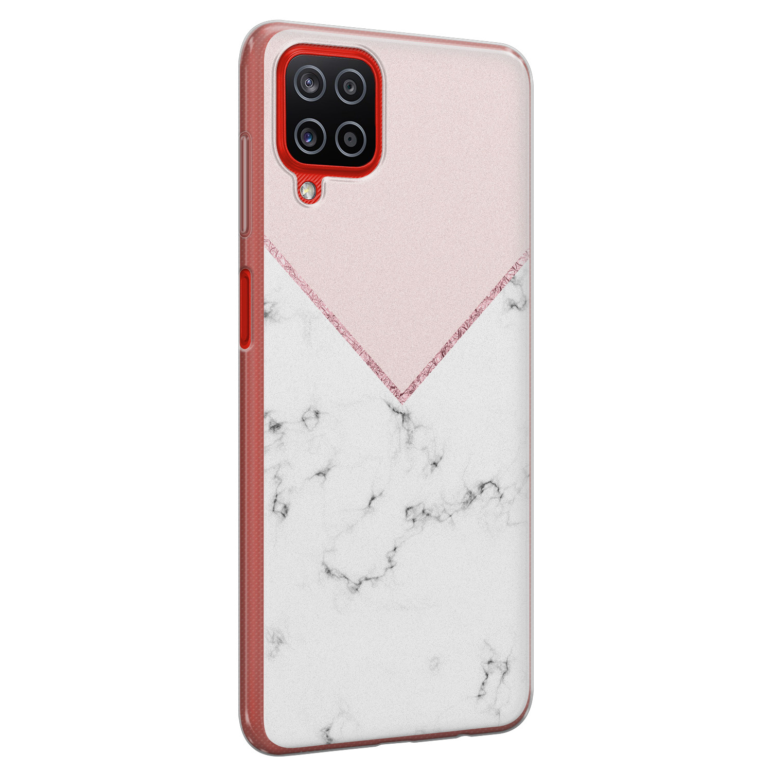 Leuke Telefoonhoesjes Samsung Galaxy A12 siliconen hoesje - Marmer roze grijs