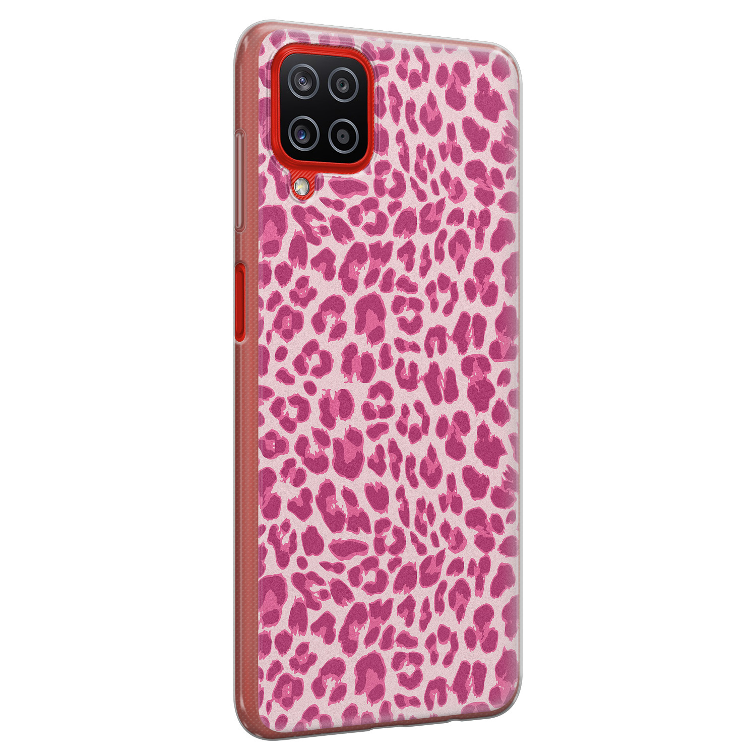 Leuke Telefoonhoesjes Samsung Galaxy A12 siliconen hoesje - Luipaard roze