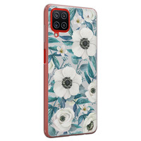 Leuke Telefoonhoesjes Samsung Galaxy A12 siliconen hoesje - Witte bloemen