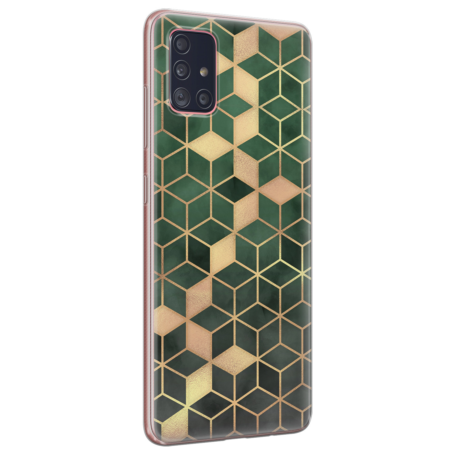 Leuke Telefoonhoesjes Samsung Galaxy A51 siliconen hoesje - Green cubes